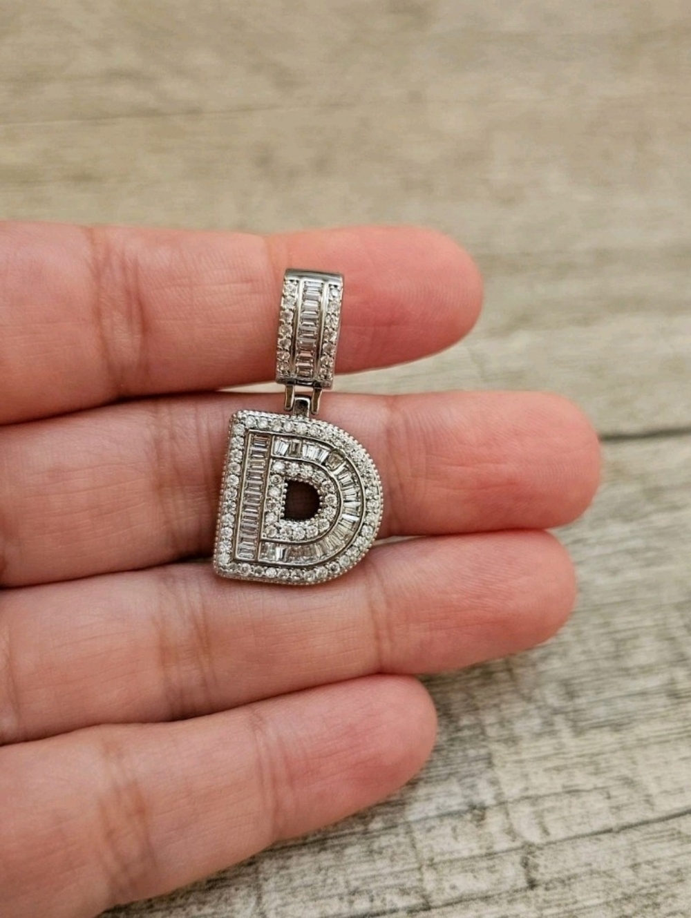 Sterling Silver  plated Letters A to Z Initial Baguette CZ P - Picture 9 of 15